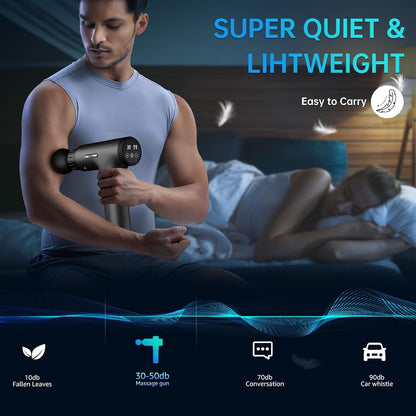 Gvber Massage Gun, Massage Gun Deep Tissue, Handheld Back Massager for Athletes, Percussion Muscle Massager with 6 Attachments & 30 Speed (Black)
