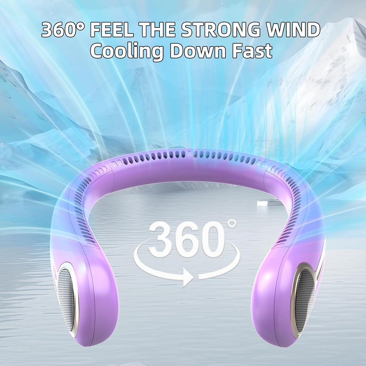 Portable Neck Fan, Personal Wearable Bladeless Fan, 6000mAh USB Rechargeable, 360° Airflow, LED Display, 4-Speeds, Hands Free Fan for Outdoor Indoor, Birthday Gifts for Men Women Dad Mom (Black)