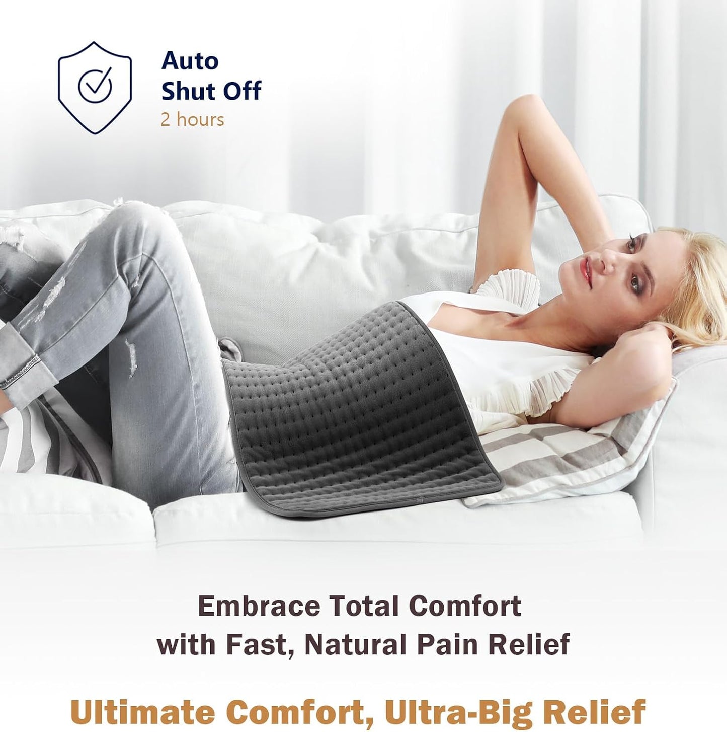 20"x24" XL Heating Pad for Back, Neck & Shoulders, Soft Electric Heating Pad with Moist & Dry Heat, Auto-Off, Machine Washable, Birthday Gifts for Women Wife Mom Her