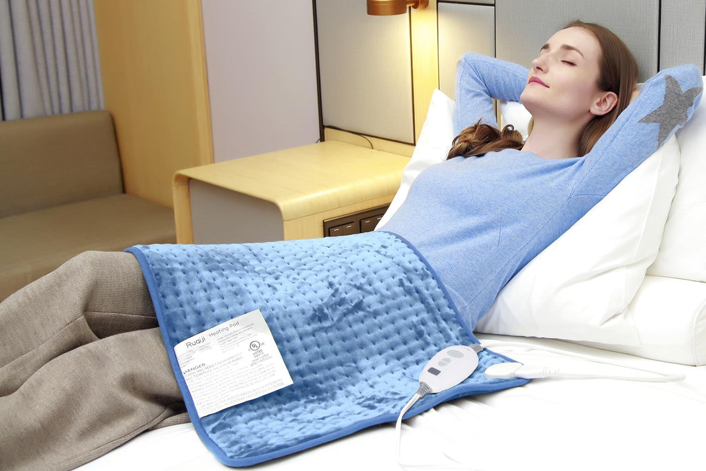 Ruqiji 19" x 24" Weighted Neck&Shoulder Heating Pad, 2.5lbs with 12 Temperature Settings&Countdown Timer,Pain Relief for Neck/Shoulders/Menstrual Pain(Dark Gray)