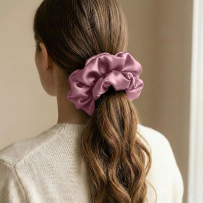 Silmer 22 Momme Silk Pillow Scrunchie Air, Oversized Lightweight Mulberry Silk Hair Tie with High Elasticity, Soft Padded No Crease Ponytail & Sleep Holder (Dusty Rose, 1Pc)