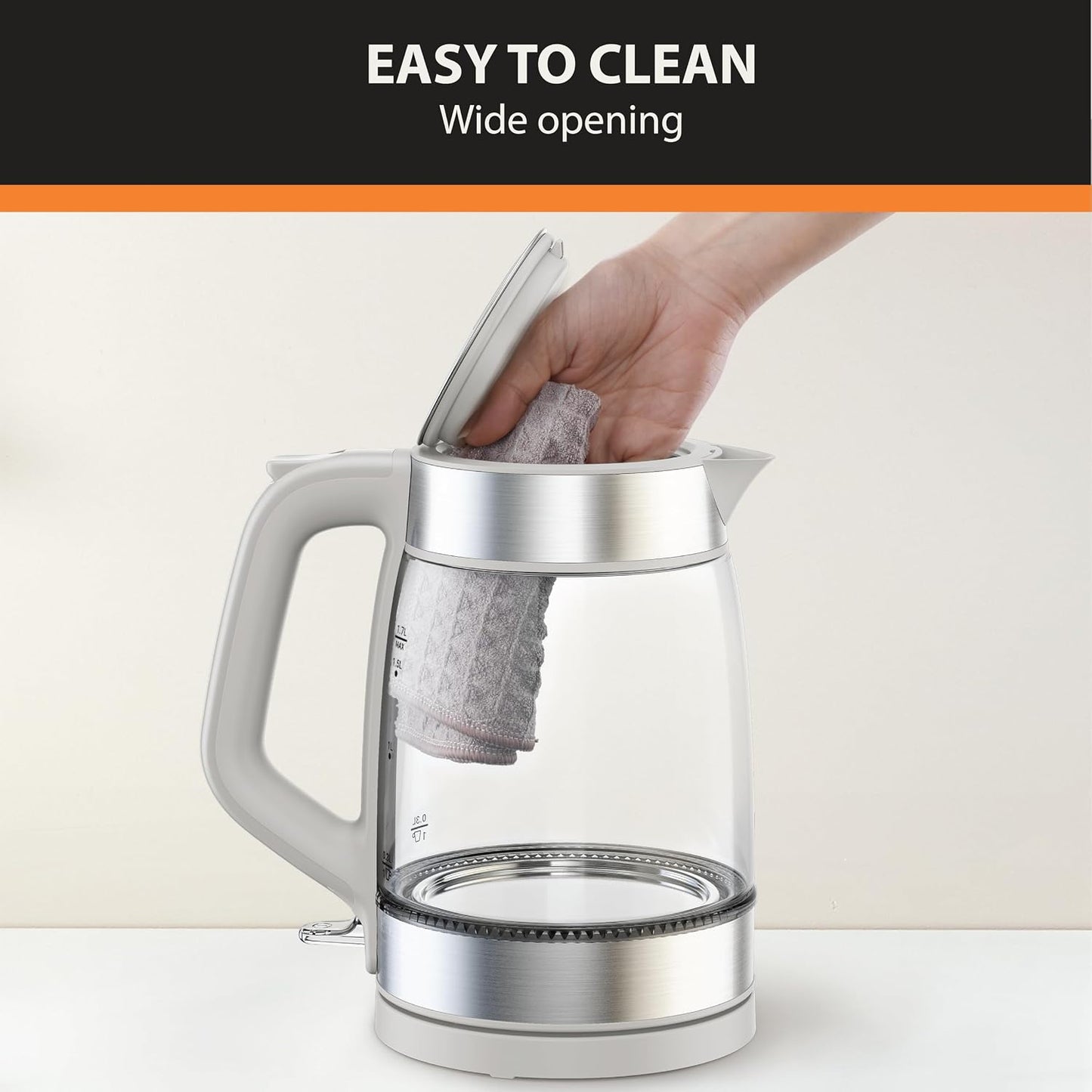 KRUPS Smart Temp Electric Kettle: 1.7L Capacity, 5 Precise Temperature Settings, Digital Display, Cool-Touch Exterior, Cordless Design for Tea and Coffee Lovers