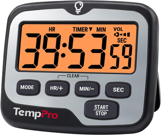 TempPro TM01 2-in-1 Kitchen Timers for Cooking with 12/24H Clock Mode