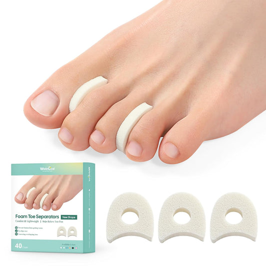 Welnove Foam Toe Separators - 40 Pack Toe Spacers for Corn, Blister, and Hammer Toe Discomfort - Breathable Design for Bunions and Toe Overlap, Toe Spacers for Men