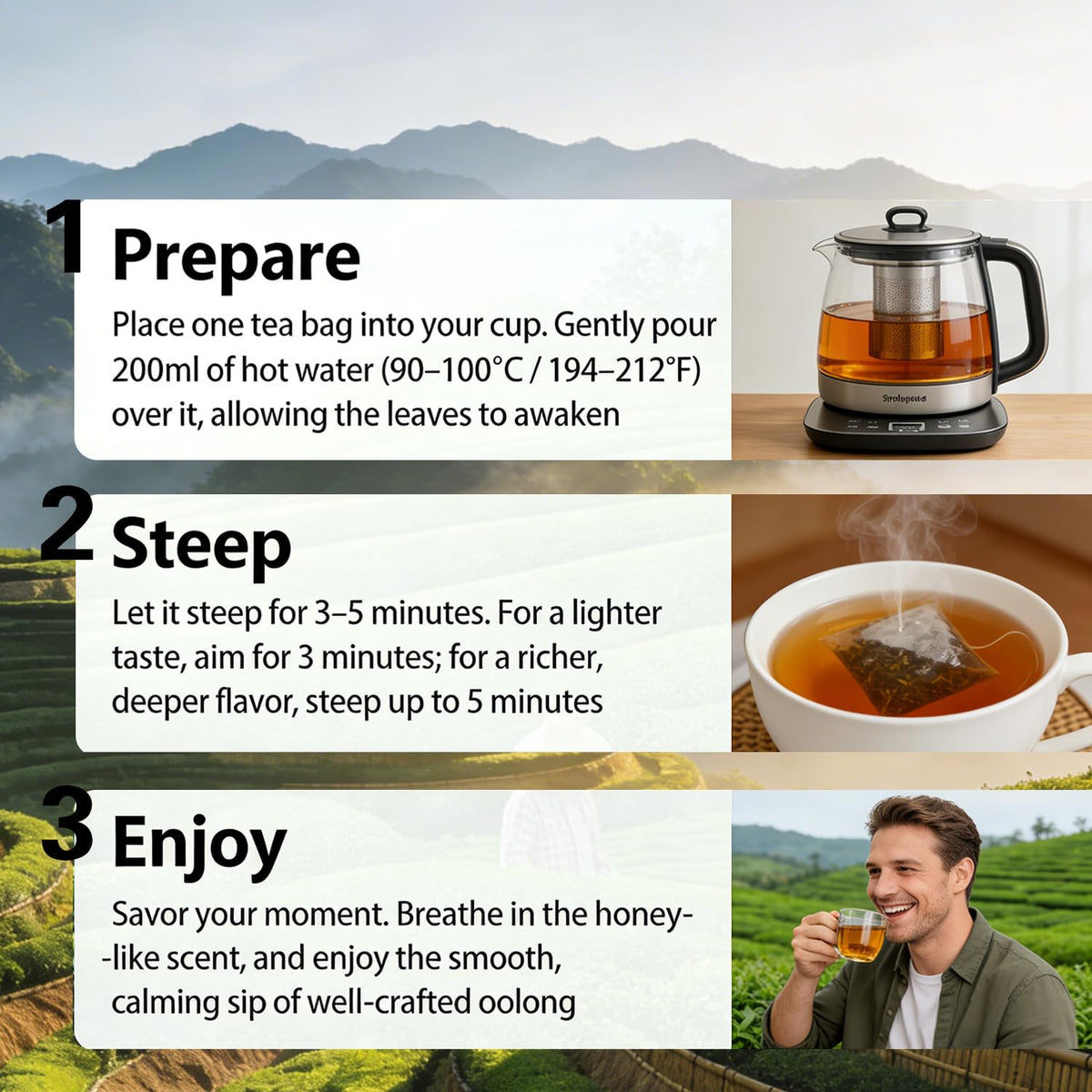 Organic Whole Leaf Oolong Tea Bags | Calming & Relaxing Tea for Daily Stress Relief, Cortisol Balance & Digestive Ease | 20 Bags of Premium Loose Leaf Style Tea | Vegan, Non-GMO | Perfect for Morning Focus & Evening Unwind