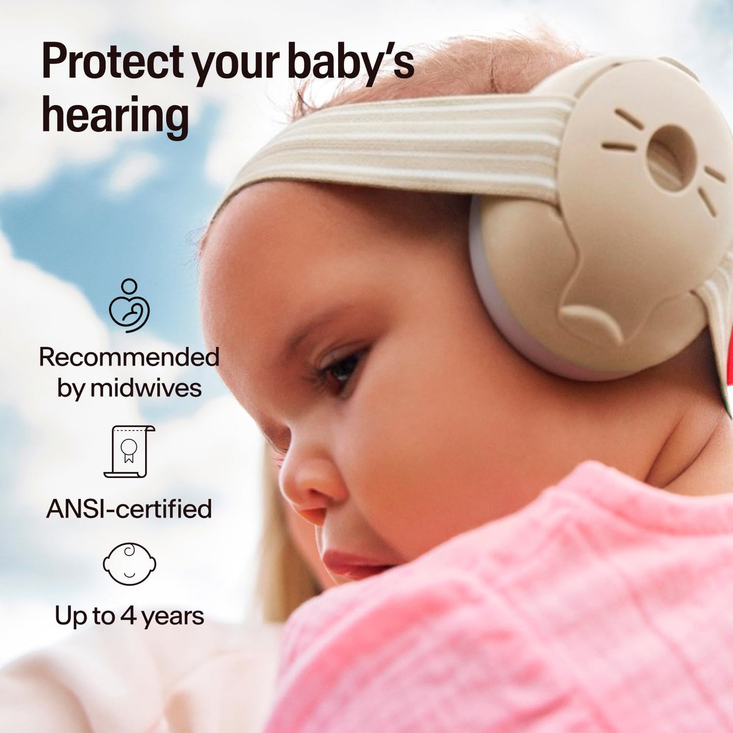 Alpine Muffy Baby Ear Protection for Babies and Toddlers up to 36 Months - CE & ANSI Certified - Noise Reduction Earmuffs - Comfortable Baby Headphones Against Hearing Damage & Improves Sleep - Blush