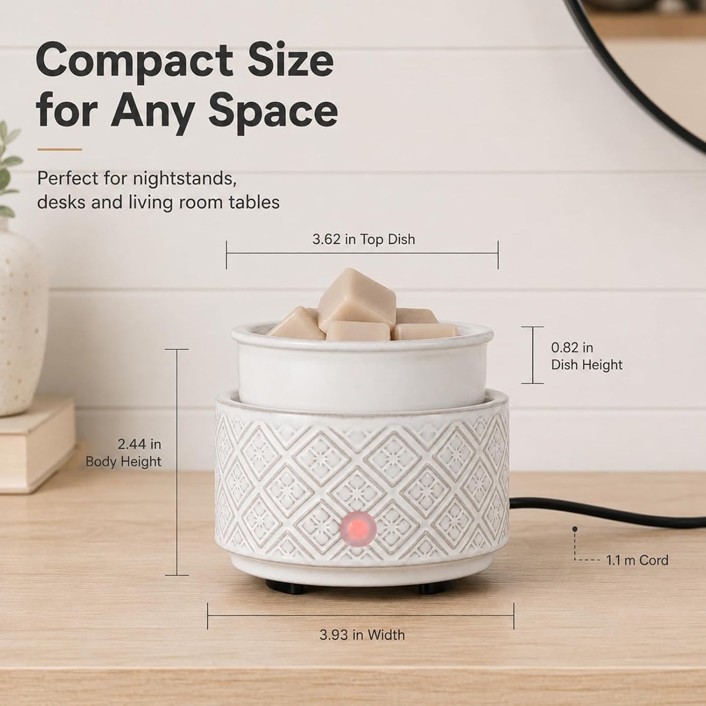 mocosa Ceramic Wax Warmer Wax Melt Warmer for Scented Wax 3-1 Electric Candle Warmer Home Fragrance Wax Burner for Mom Women(White-Fan Shaped)