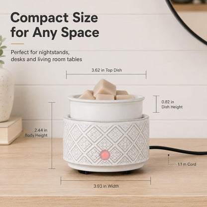 mocosa Ceramic Wax Warmer Wax Melt Warmer for Scented Wax 3-1 Electric Candle Warmer Home Fragrance Wax Burner for Mom Women(White-Fan Shaped)