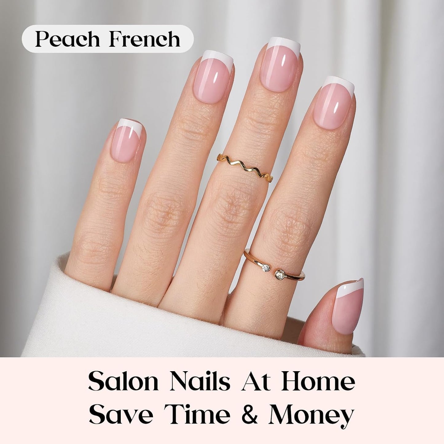 Beetles Press On Nail Kit-Short Square French Tip Press On Nails, 150Pcs Pink French Nail Tips with Nail Glue & Remover Builder Top Coat Nail Lamp, All-in-One DIY Fake Nails Gift for Women