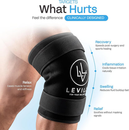 LEVILO Knee Ice Pack Wrap (with 2 Straps) – Ice Pack for Knee, 45-Min Long Cold Duration, Flexible When Frozen, Reusable Ice Packs for Injuries, Shoulder, Foot, Ankle, After Surgery