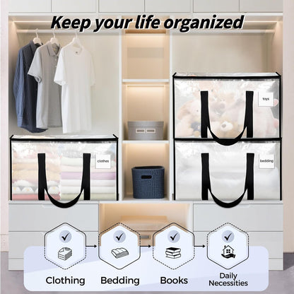 ukeetap Extra Large Clothes Storage Bins with Lids, Clear