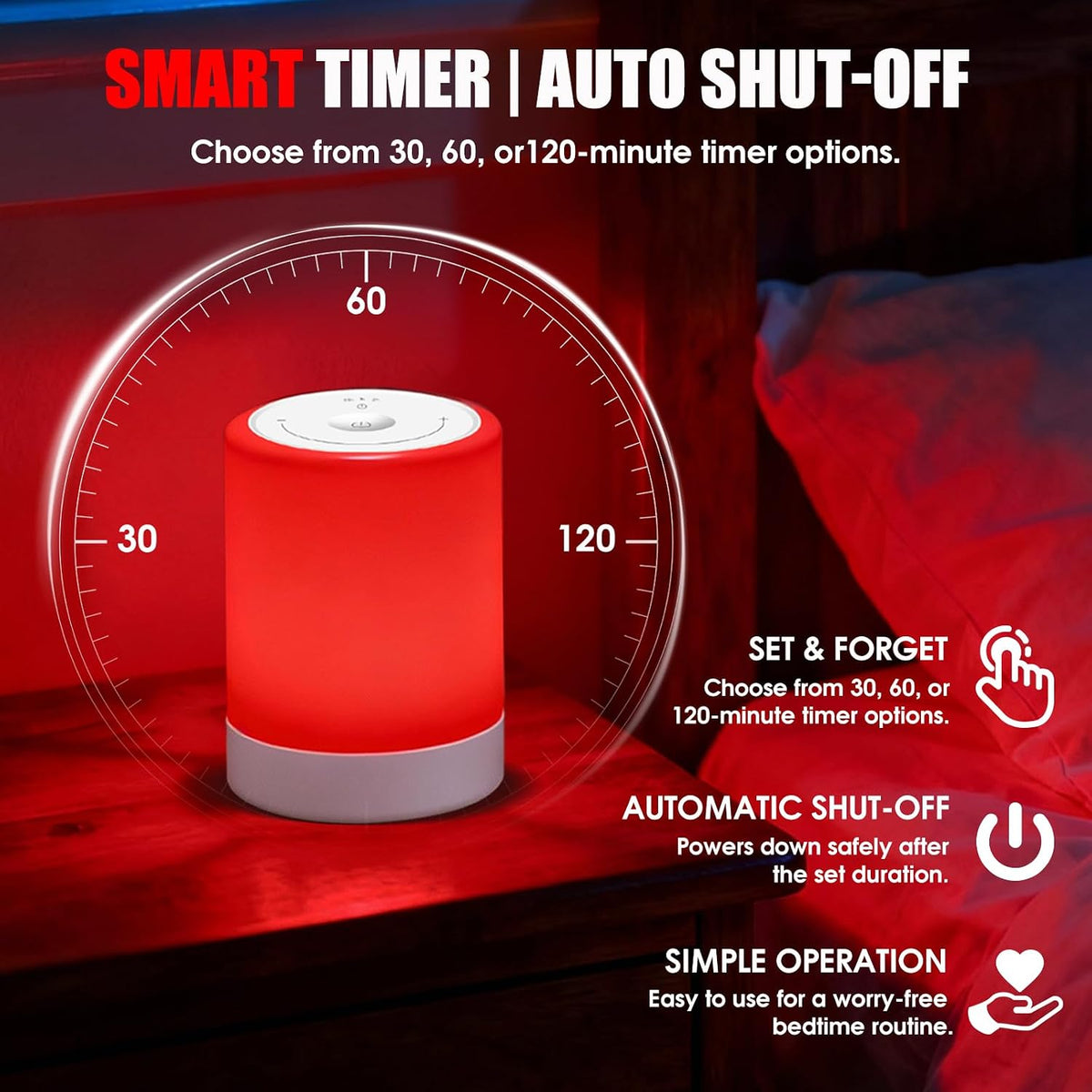 Red Light Therapy Sleep, Red Night Lights With 670nm Wavelength, Touch Control with 3 Distinct Color Modes, For Support Deep Relaxation and Improve Sleeping for Adult & Kid Bedroom, Gift