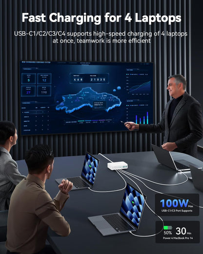Rocoren 480W GaN 10‑Port Charging Station, PD 100W Fast USB‑C Charger Hub