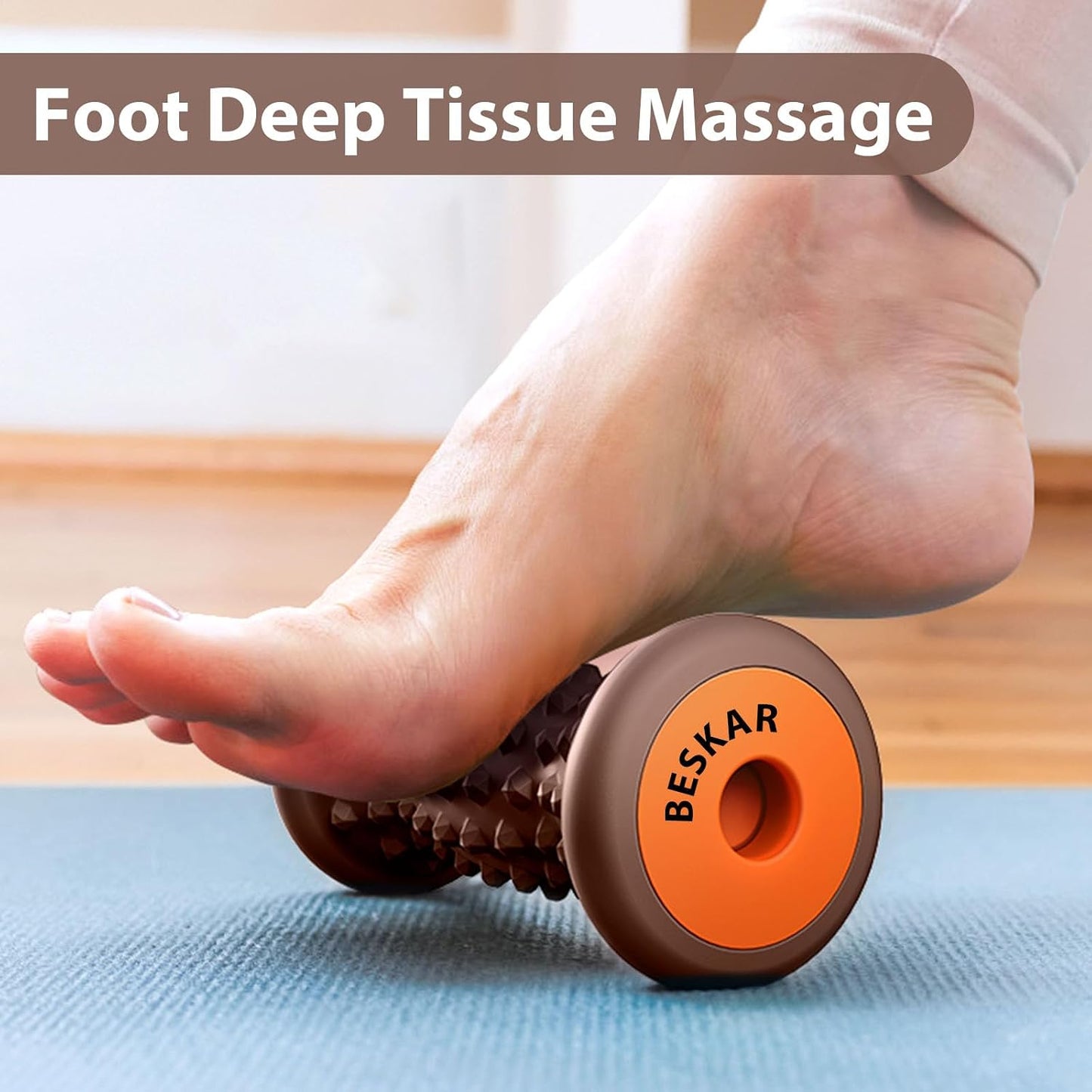 BESKAR Foot Massage Roller for Plantar Fasciitis Relief, Portable Reflexology Tool Pressure Point Massage Rollers, Deep Tissue Massages for Relieving Feet Arch Heel Pain, Myofascial Pain Syndrome