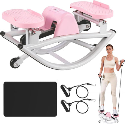 Rock Stepper - Steppers for Exercise at Home, Portable Stepper Side to Side with Digital Display & Resistance Bands, 330 LBS Capacity Full Body Workout Low-Impact Knee-Friendly 3D Stair Stepper