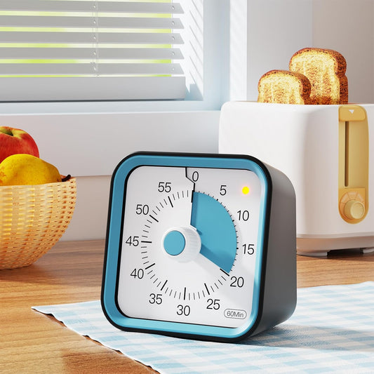 Visual Timer for Kids with Pause Function, 60 Minute Countdown Timer for Kids Desk Study, Teaching, Kitchen Cooking, Office Meetings, Time Management for ADHD (White)