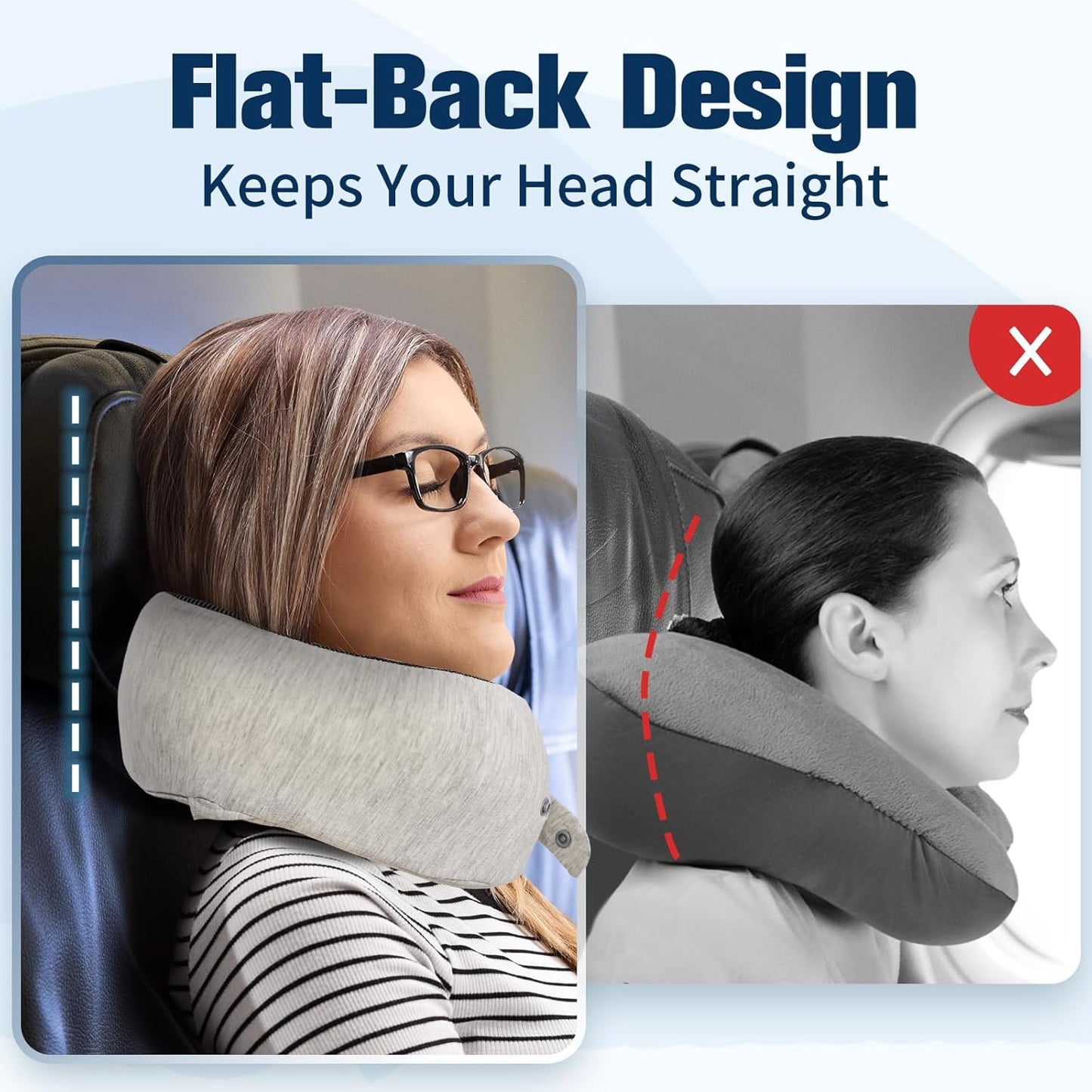 Cirorld Neck Pillow for Traveling, Travel Pillows for Airplanes,100% Pure Memory Foam Travel Neck Pillow, Adjustable Flight Pillow, Portable Plane Accessories with Eye Mask, Earplugs, Carry Bag