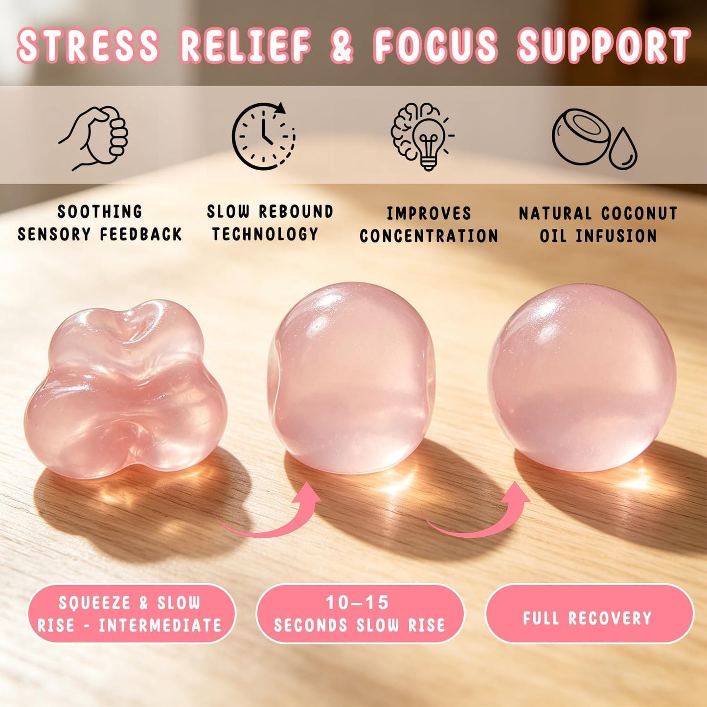 Coconut Oil Squishy, 2026 New Coconut Oil Stress Ball, Handmade Slow Rising Fidget Squeeze Toy for Stress Relief, Squeeze the Stress Away (Blue)