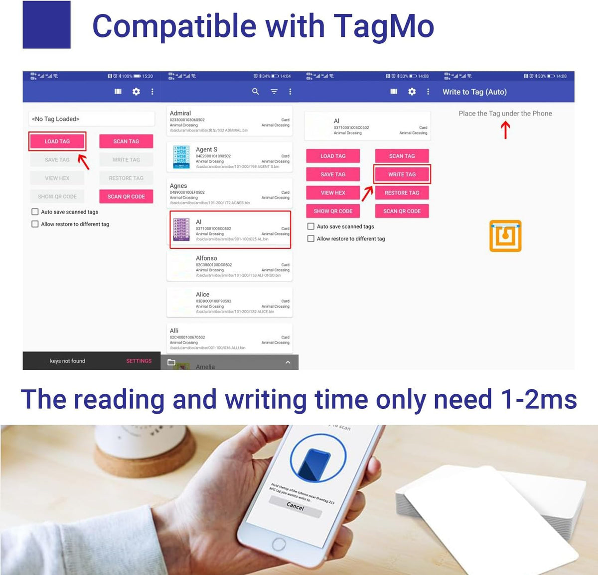 Origin-Joy NFC Cards, NTAG215 Blank Waterproof 85.5 x 54mm NFT Chips, Programmable & Rewritable, Compatible with Amiibo, TagMo, iOS & Android Devices (White)