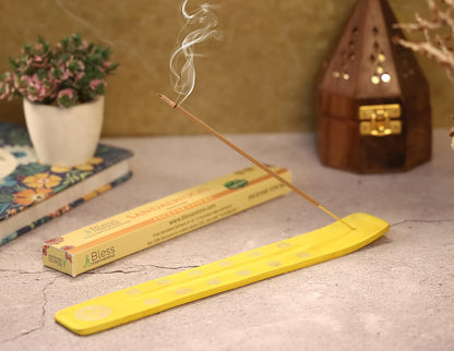 Bless-International Traditional-Handmade-Burner Wooden-Incense-Stick-Holder Ash-Catcher-Stand for-Aromatherapy-Meditation-Yoga (Incense Holder 10 inch(2 pcs))