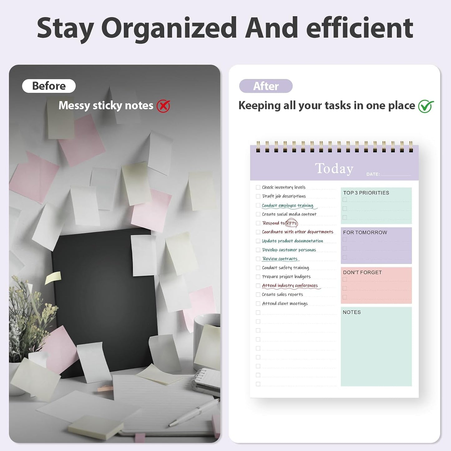 Weekly To Do List Notepad, Undated Planner with 52 Sheets (8.5''x11'') | Desk Accessories and Supplies, Women & Man, Home School & Work