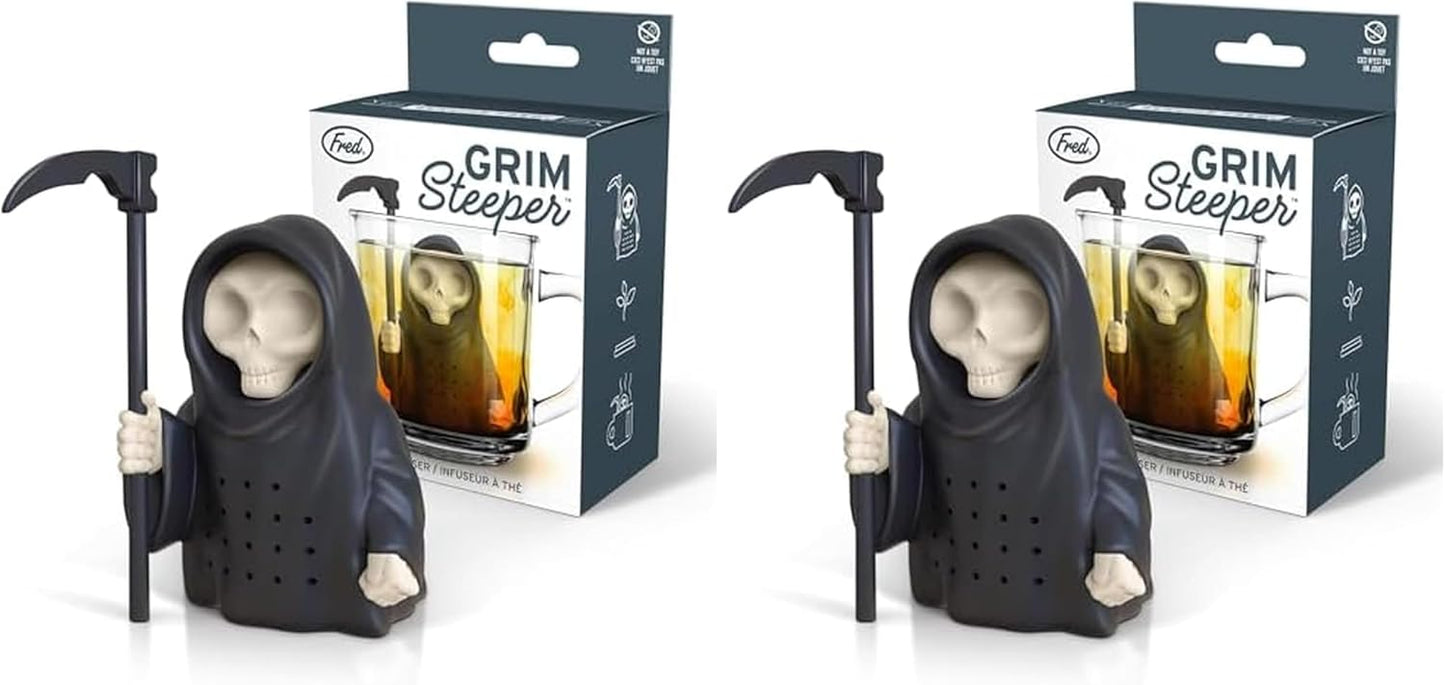 Genuine Fred Grim Steeper Reusable Silicone Tea Infuser, Black Grim Reaper Design, Fun and Clever Kitchen Gadget for Tea Lovers and Enthusiasts
