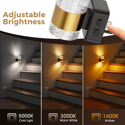 L LOHAS LED Night Lights Plug into wall, Amber Night Light with Adjustable Brightness, Plug in NightLight with Auto Light Sensor, Wall Sconce-Style Design Night Light for Bathroom,Hallway, 2 Pack