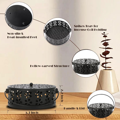 2 Pack Mosquito Spiral Coil Holder Outdoor Hanging Coil Incense Holder with Lid and Handle Citronella Incense Coil Holder (Bronze/Bronze)