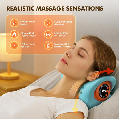 Neck Massager 2026 New Upgrade 3 in 1 Portable Massager with Heat &Comfortable Stretching–Adjustable Intensity for Neck & Shoulder Relaxation at Home, Office, Travel
