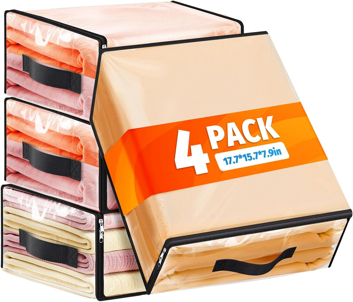 SpaceWhisper Clear Sheet Storage Bags, 6 Pack, 15.7 x 13.8 x 3.9 in