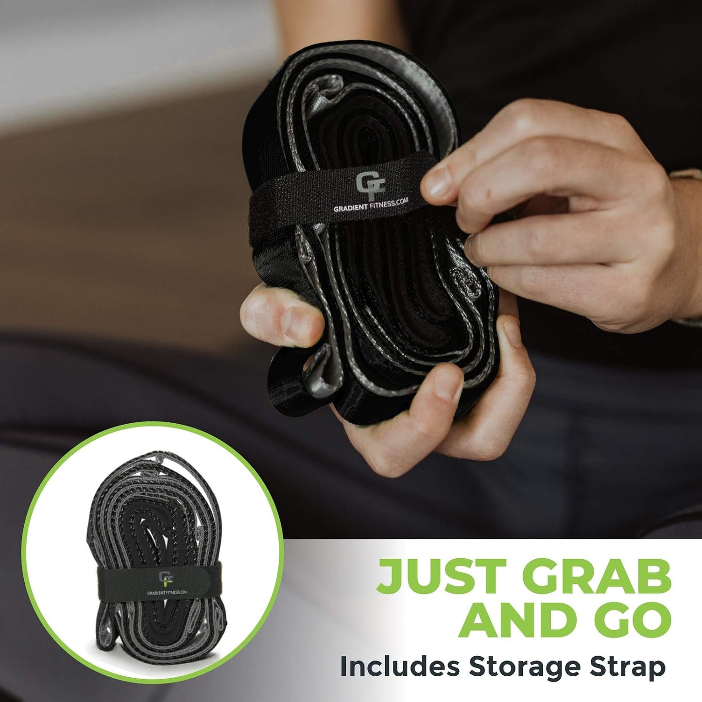 Gradient Fitness Stretching Strap for Physical Therapy, 12 Multi-Loop Stretch Strap 1" W x 8' L, Neoprene Handles, Physical Therapy Equipment, Yoga Straps for Stretching, Leg Stretcher.