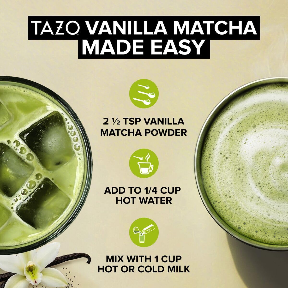 TAZO Organic Classic Matcha Latte Powder, Café Style Matcha Latte Mix, Easy Hot or Iced Matcha Latte, Sweetened with Organic Sugar and Matcha Powder, 10 Servings, 3.5 oz Pouch