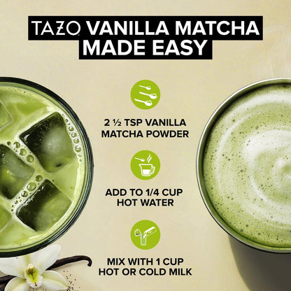 TAZO Organic Classic Matcha Latte Powder, Café Style Matcha Latte Mix, Easy Hot or Iced Matcha Latte, Sweetened with Organic Sugar and Matcha Powder, 10 Servings, 3.5 oz Pouch