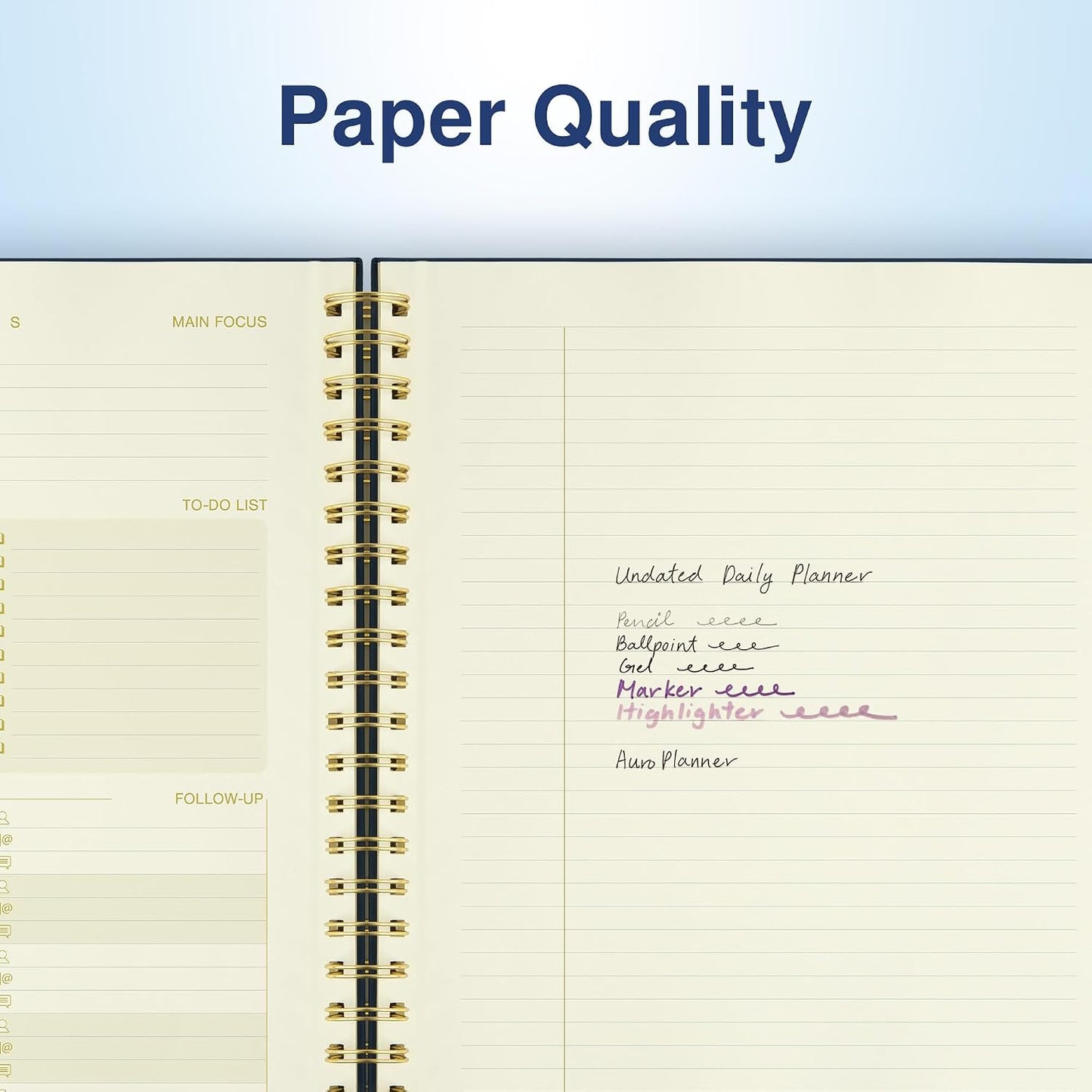 AuroPlanner Undated Daily Planner To Do List Hourly Schedule 2028 2027 2026 Calendar & Holiday Habit Tracker 180 Pages Letter Size 8.5" x 11" Sheets Hardcover Spiral Bound Notebook (Red)