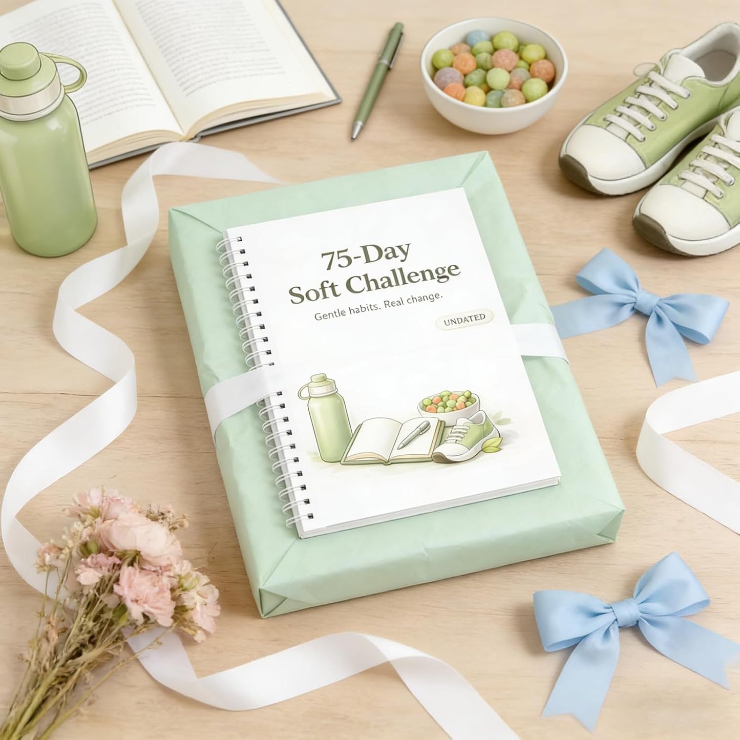 75-Day Soft Challenge Planner (Undated) – Gentle Habit Tracker & Daily Wellness Journal, 5-Minute Routine, Tiny Actions System, Reflection Prompts, Milestone Check-Ins
