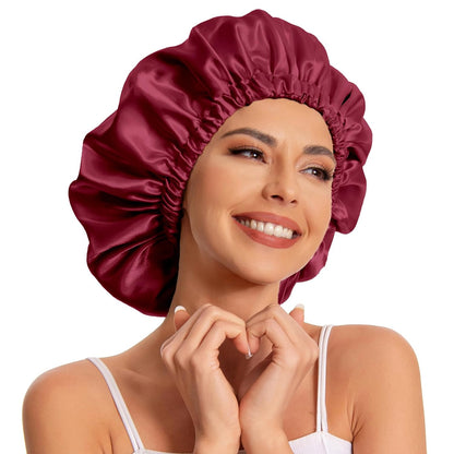 Satin Bonnet Silk Bonnet Hair Bonnet for Sleeping-Slouchy Beanie Hat Satin Sleep Cap for Women's Natural & Curly Hair(Blue Zircon)
