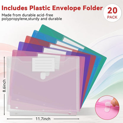 Tamfile Fireproof Binder Organizer with 20 Pack Colorful Plastic Pockets