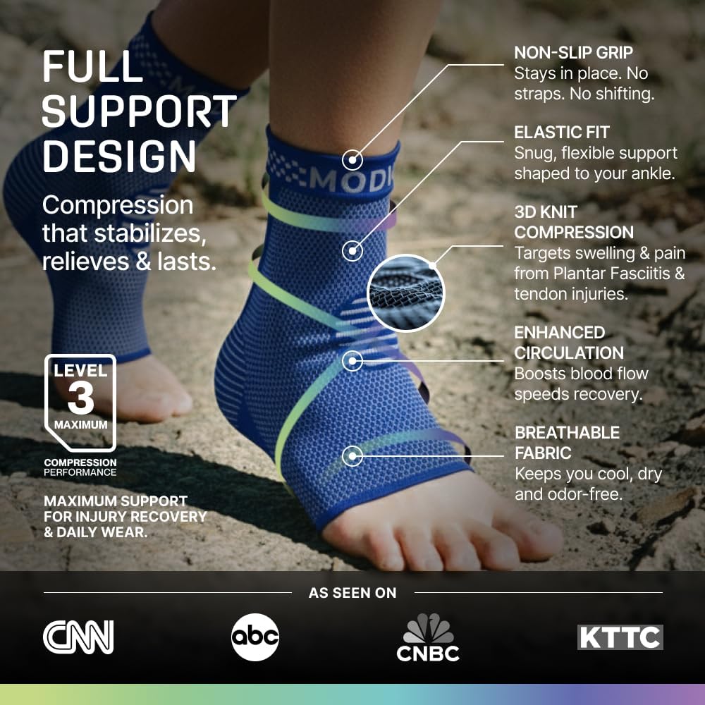 Modvel Foot & Ankle Brace Socks for Sprained Ankle Compression Sleeve - Foot Support for Women & Men - Tendonitis & Arthritis Ankle Brace Sports Running, Torn Ligaments & Women Stabilizing Ankle Wrap