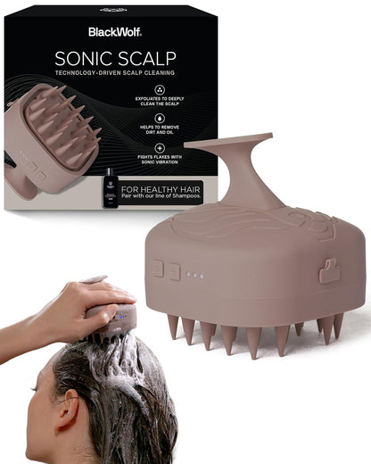 Black Wolf Sonic Scalp Scrubber - Rechargeable Hair & Scalp Scrub Brush