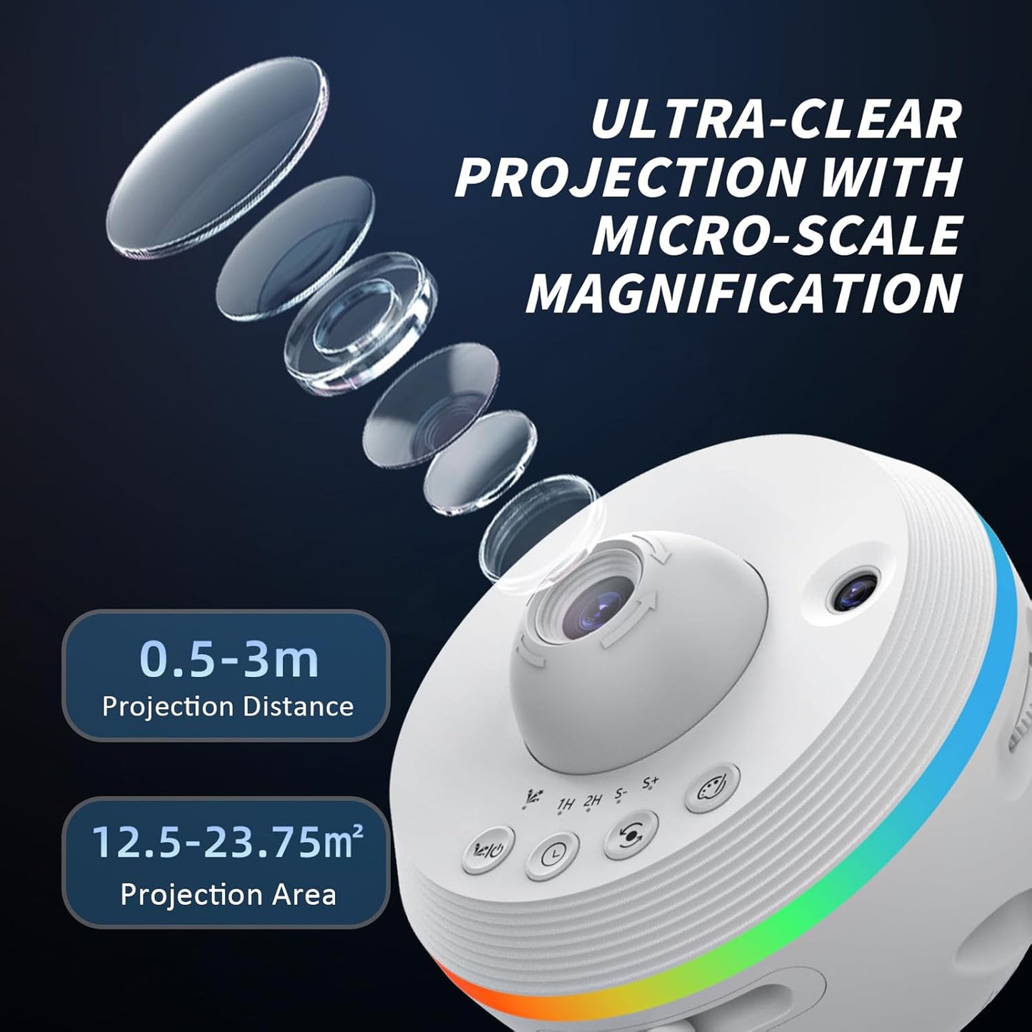 Galaxy Projector, Star Projector Home Planetarium with 1 Glass Projection Disc, 180 Rotatable Starry Sky Night Light with Meteor Effects & Light Strip for Bedroom, Kids & Adults Gift