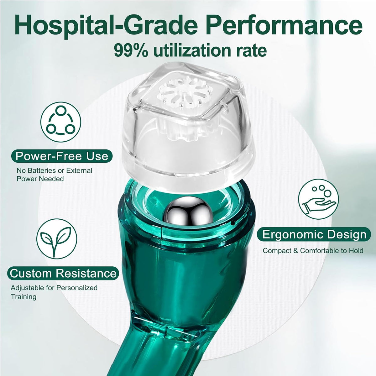 Flutter Valve Device for Lungs, Breathing Exercise Device, Adjustable Resistance Breathing Trainer