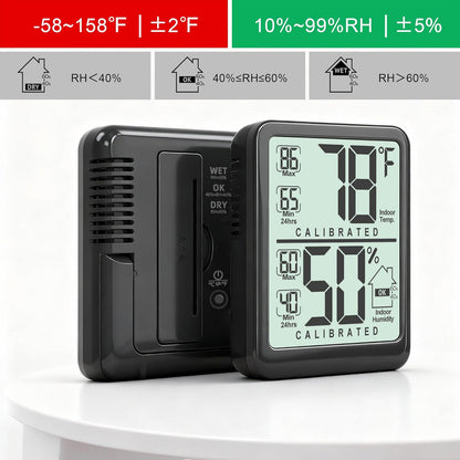 Antonki 2-Pack Room Thermometer, Digital Small Hygrometer Indoor Thermometer Humidity Gauge, Temperature Humidity Meter with Max/Min Record Monitor Sensor for Home, Plants - Battery Included