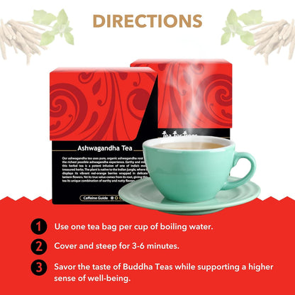 Buddha Teas Organic Ashwagandha Tea - Herbal Tea, Caffeine Free