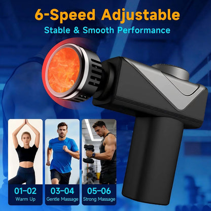 Massage Gun with Heat, Mini Handheld Massager for Home & Travel, Quiet, Lightweight & Portable,Powerful Full Body Electric Massager Tool for Men and Women, (Black)
