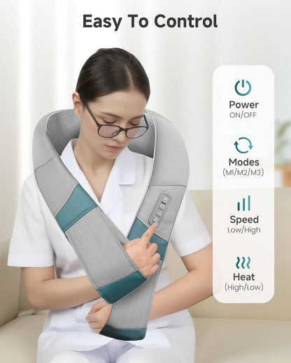 Snailax Cordless Massager - Shiatsu Neck and Shoulder Massager with Heat, FSA Eligible, Portable, Lumbar, Back Electric Massage Pillow, Gift for Woman, Mom, Dad