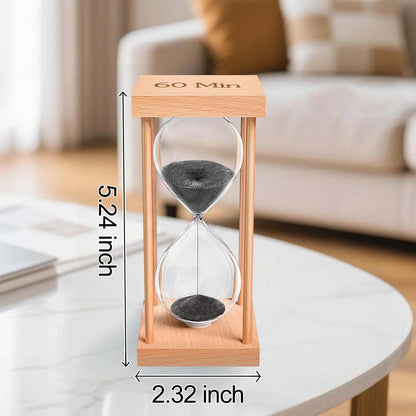 60 Minute Sand Timer, 60 Min Wood Small Hourglass Timer, Blue Sand Clock, One Hour Wooden Hour Glass for Classroom, Sandglass, Reloj De Arena Decorativo, Home, Office, Game, Gift
