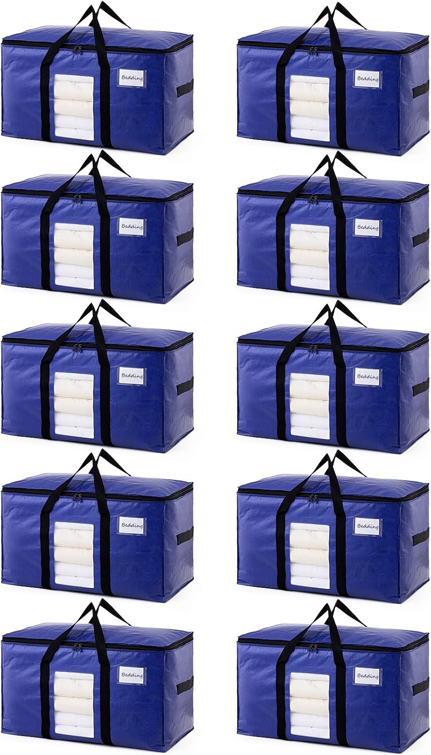 TAILI Blue Extra Large Moving Bags,Storage Bags with Visible Window