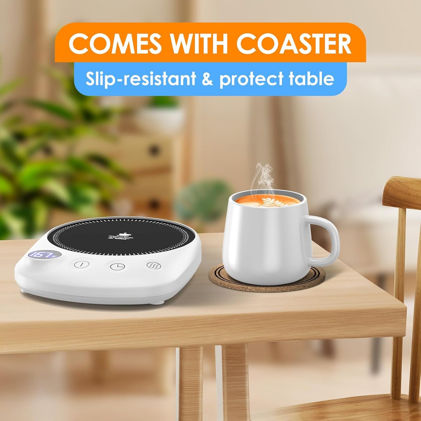 Coffee Mug Warmer - Fastest Heating & Highest Temperature, Coffee Cup Warmer for Desk Auto Shut Off, 4 Temp Settings & 1-12H Timer, Smart Electric Beverage Warmer for Coffee, Tea (Blue)