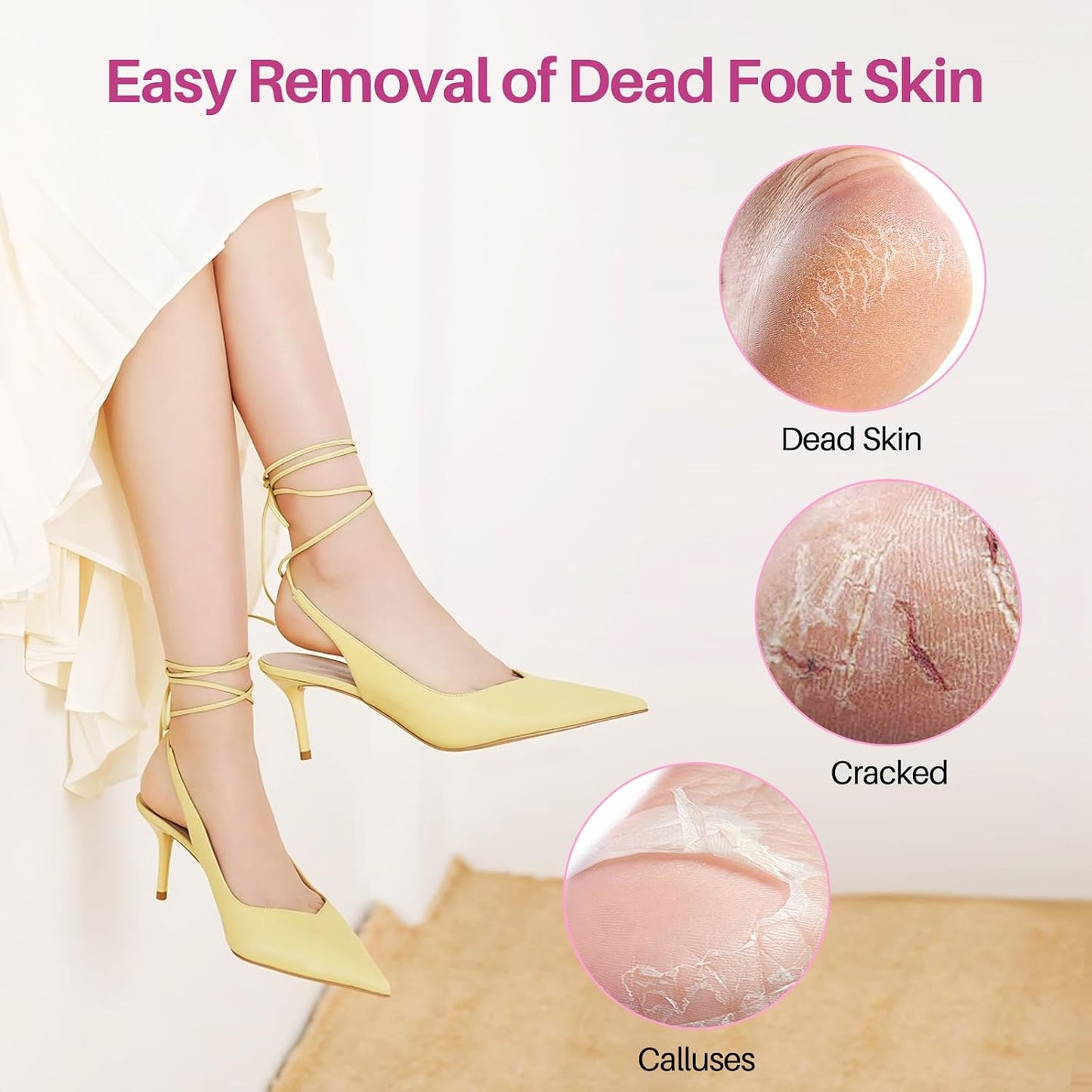 LIONVISON Electric Foot Callus Remover: Adjustable Speed Foot File for Cracked Heels - Working Women's Summer Pedicure Tool with 60pcs Sandpaper Discs - Dead Skin Remover for Dry Feet at-Home