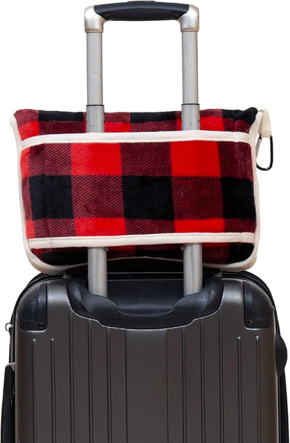 Carstens, Inc. Travel Blanket, Premium Compact 2-in-1 Airplane Blanket/Pillow, Open Sky Blue Aztec